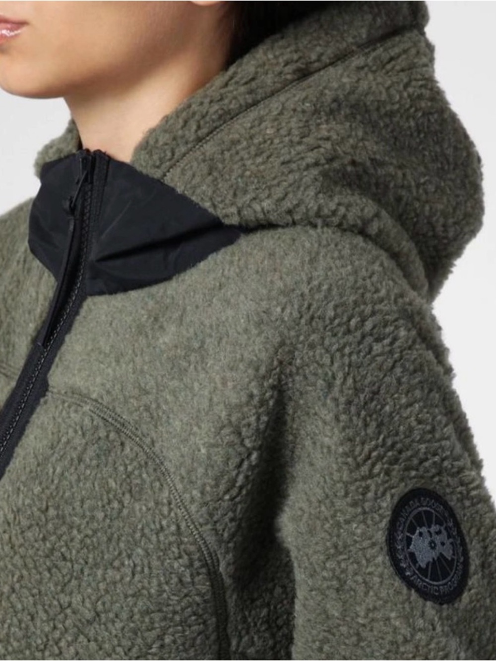 Canada Goose Simcoe Hoodie in Sage, Fleece Hooded Jacket - Picture 2 of 5